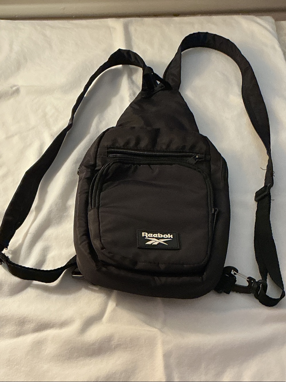 Reebok Black Sling Bag with Front Zip Pocket